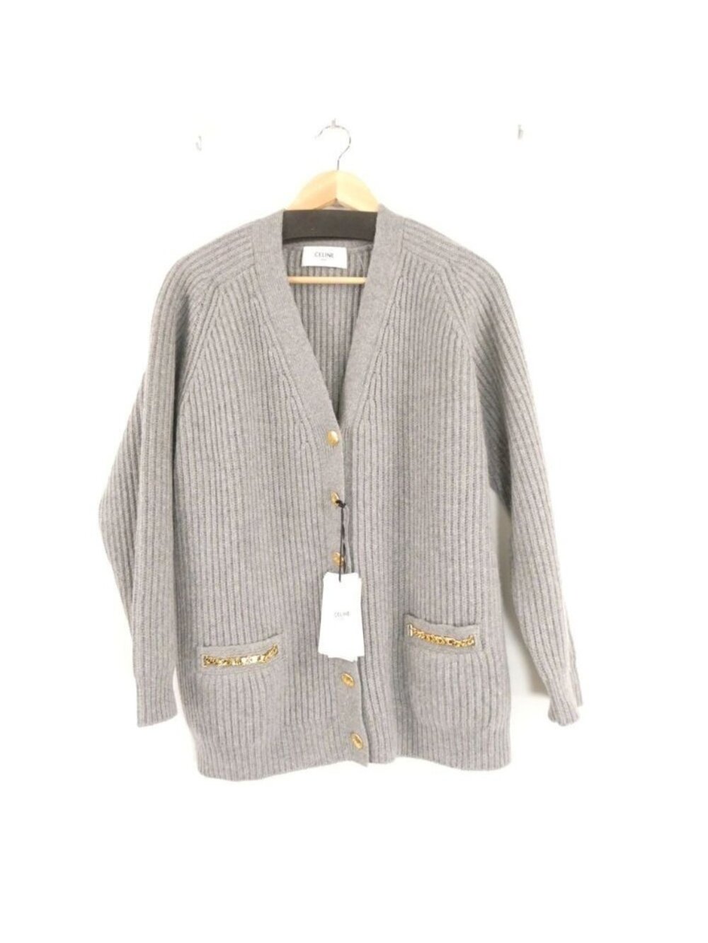 Celine Cardigan M Cashmere Long Sleeve Knit Triomphe
